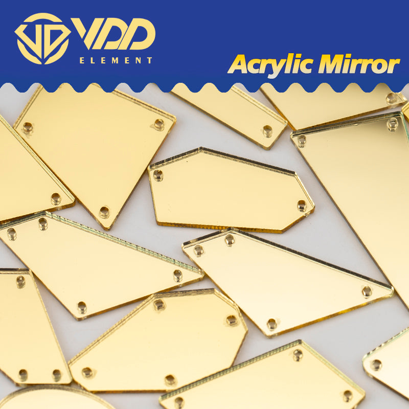 VDD 30/60/200Pcs Mix Size LightYellow Acrylic Mirror Sewing Rhinestones SewOn DIY Crafts FlatBack Stones For Garment Decorations