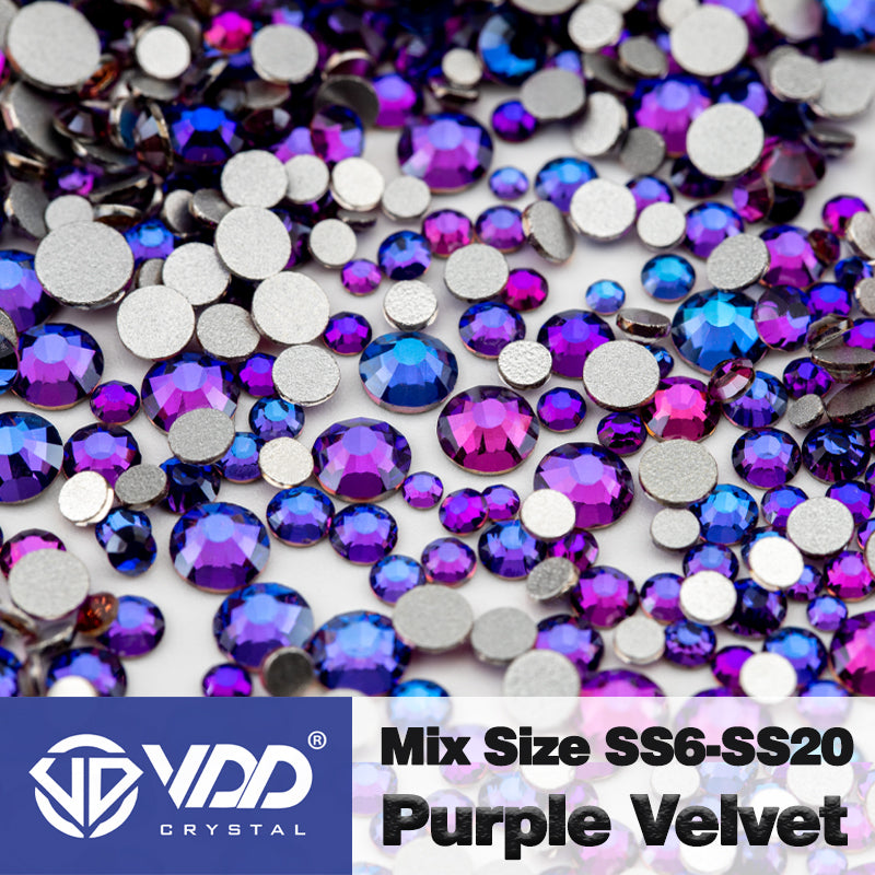 VDD 036 Purple Velvet Mix Size SS6-SS20 High Quality Glass Rhinestones Crystal Flatback Glitter Stones Nail Art DIY Crafts Decorations