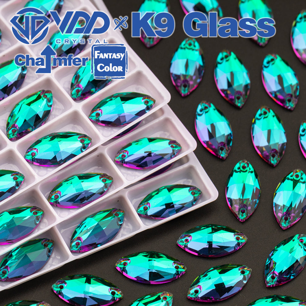 VDD Navette 9x18mm 36Pcs Heliotrope Color Top Quality K9 Glass Sew on Rhinestone Sewing Crystal Flatback for Garment Decoration