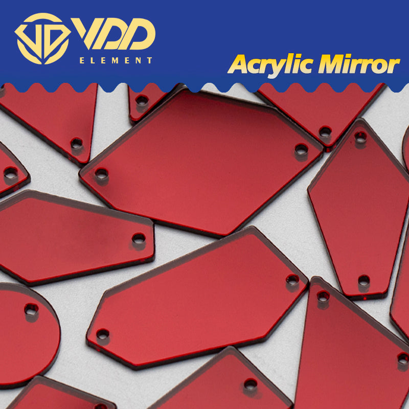 VDD 30/60/200Pcs Mix Size Burgundy Acrylic Mirror Sewing Rhinestones Sew On DIY Crafts Flat Back Stones For Garment Decorations