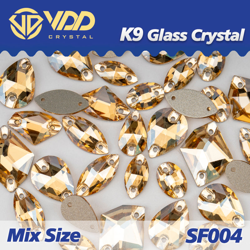 VDD SF004 20/50Pcs Mix Size AAAAA K9 Glass Sew On Rhinestones Sewing Crystal AB Flat Back Stones For Clothes Accessories Wedding Dress