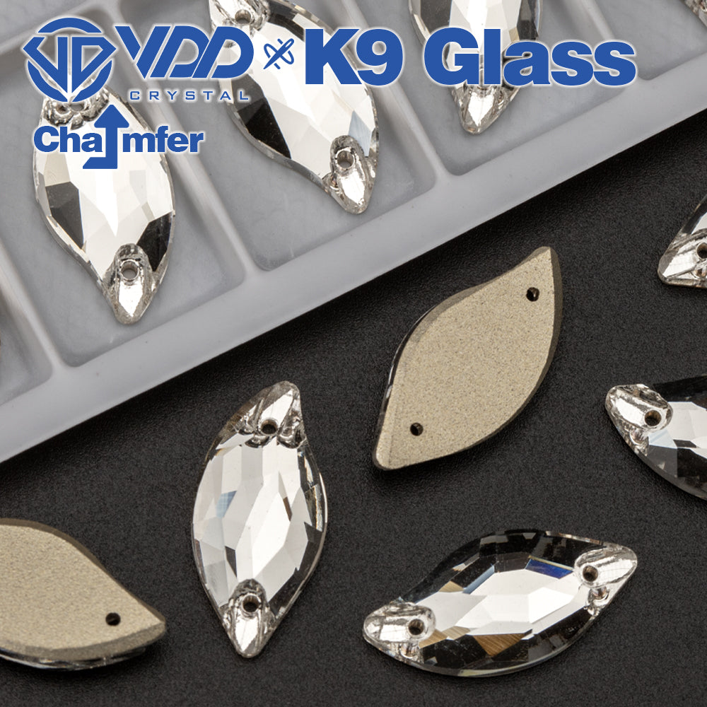 VDD S101 Crystal Leaf Top Quality K9 Glass Sew on Rhinestones Crystal Flatback Sewing Stones for Clothes Decorations