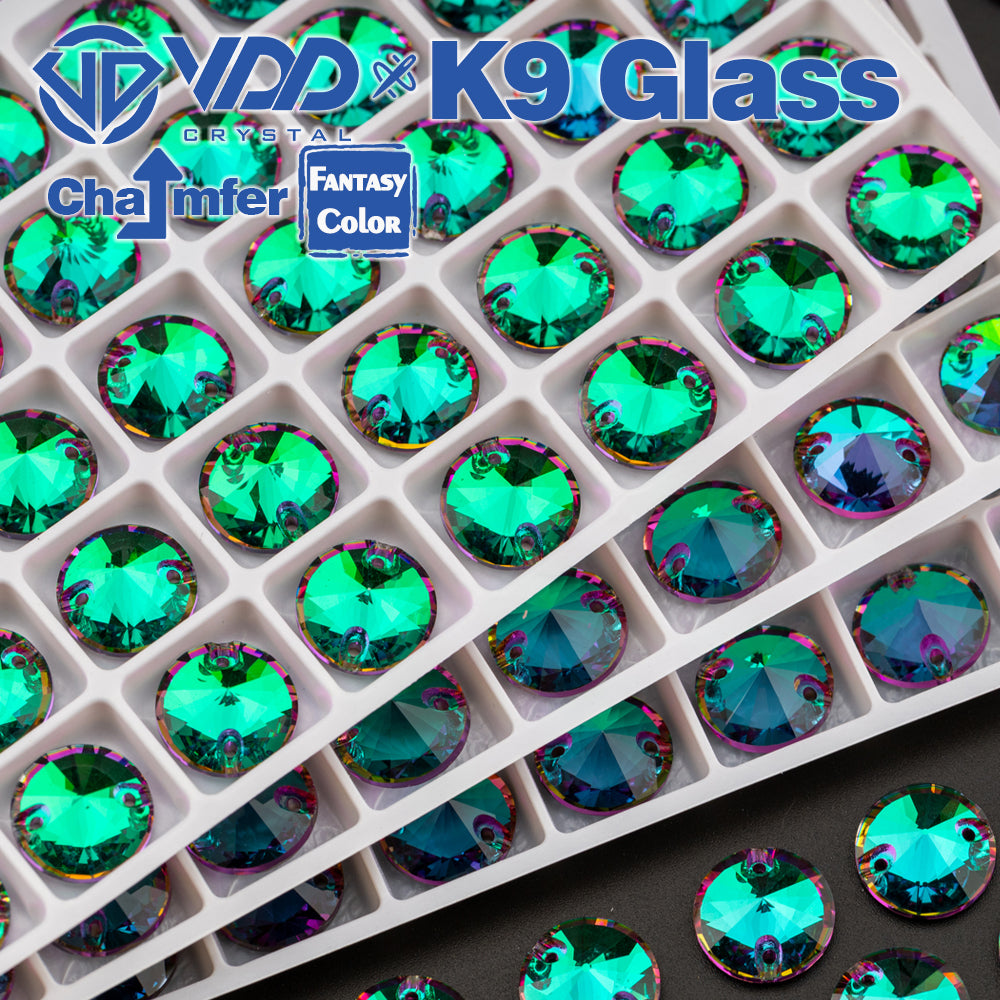 VDD Rivoli 12mm 40Pcs Heliotrope Color Top Quality K9 Glass Sew on Rhinestones Sewing Crystal Flatback Stones GarmentDecorations