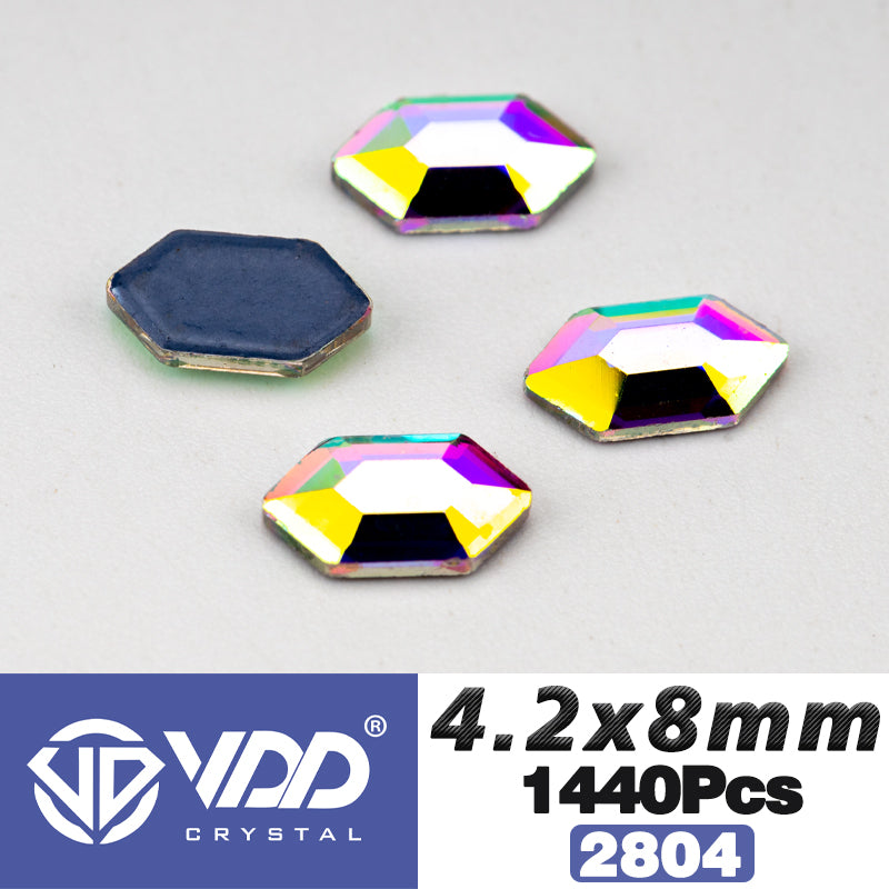 VDD 2804-4.2x8mm Wholesale 1440Pcs Rectangle Glass Rhinestones Crystal AB Flatback HotFix Strass Shape 3D Stones For Nail Art DIY Decoration