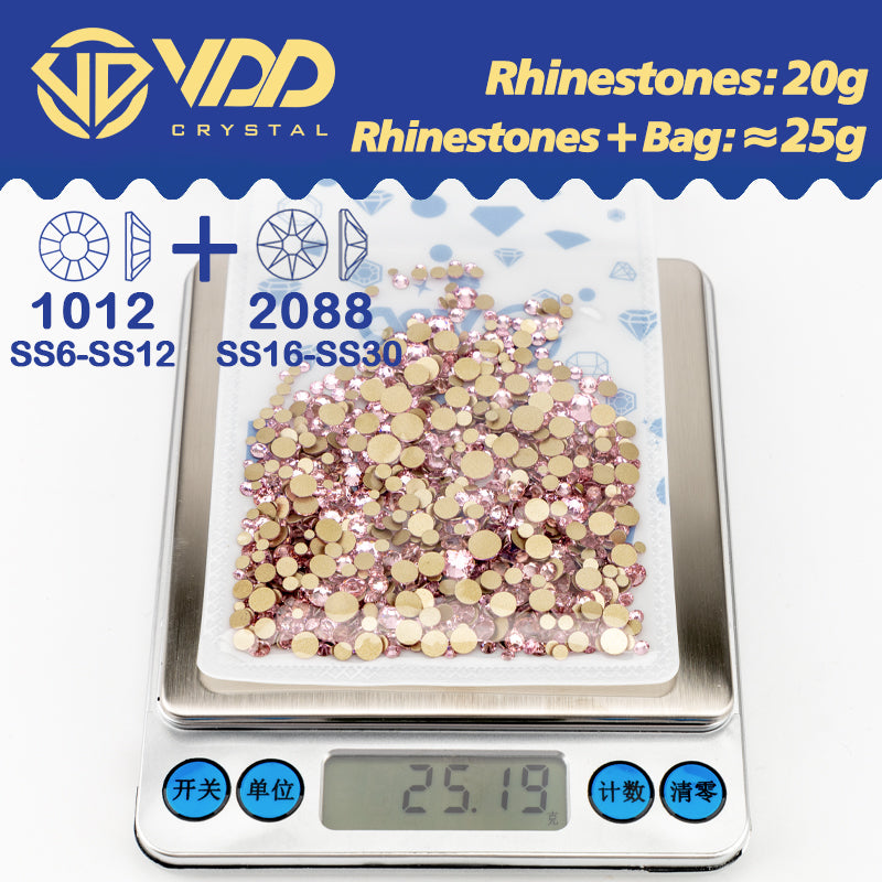VDD 007 Lt.Co.Topaz Wholesale Mix Size SS6-SS30 High Quality Glass 2088 Rhinestones Crystal Gold Flatback Strass Stones Nail Art DIY Decorations