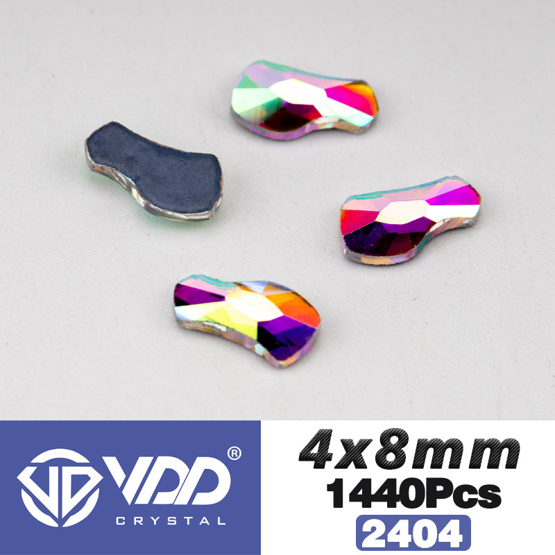 VDD 2404-4x8mm Wholesale 1440Pcs Rectangle Glass Rhinestones Crystal AB Flatback HotFix Strass Shape 3D Stones For Nail Art DIY Decorations