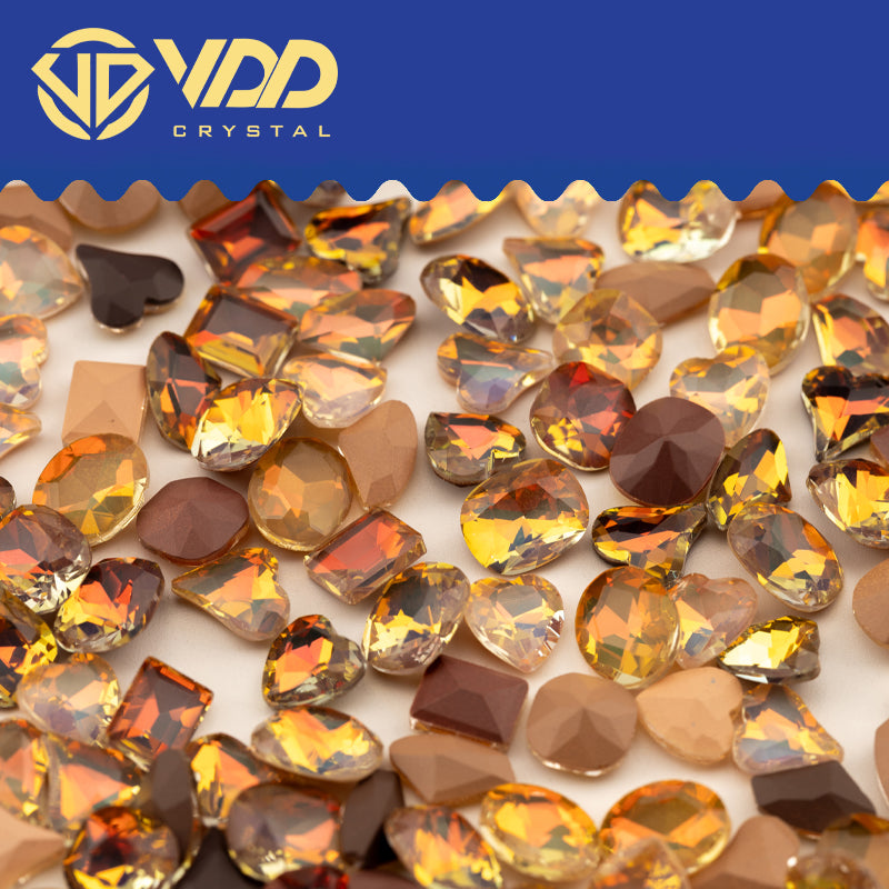 VDD Summer Tan 100/500Pcs High Quality Glass Fancy Rhinestones Crystal Glitter Pointback Stones For Nail Art Decoration DIY