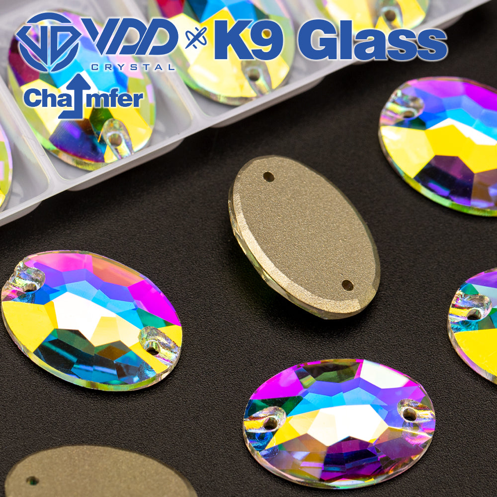 VDD S255 Crystal AB Oval Top Quality K9 Glass Sew on Rhinestones Crystal Flatback Sewing Stones for Clothes Decorations
