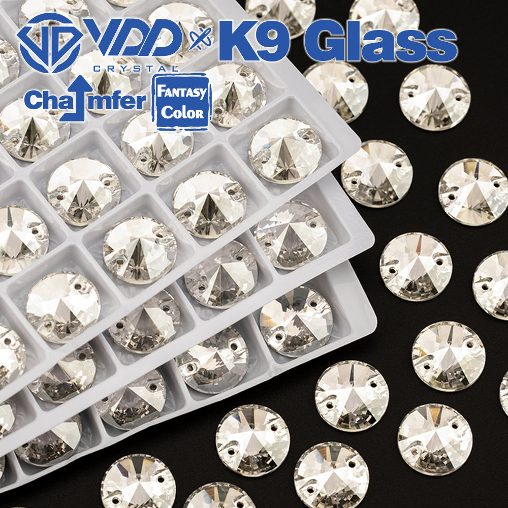 VDD Rivoli 12mm 40Pcs Sliver Shadow Color Top Quality K9 Glass Sew on Rhinestone Sewing Crystal Flatback Clothes Decorations
