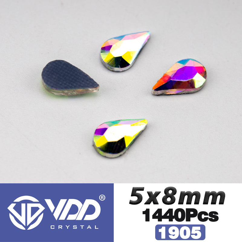 VDD 1905-5x8mm Wholesale 1440Pcs Rectangle Glass Rhinestones Crystal AB Flatback HotFix Strass Shape 3D Stones For Nail Art DIY Decorations