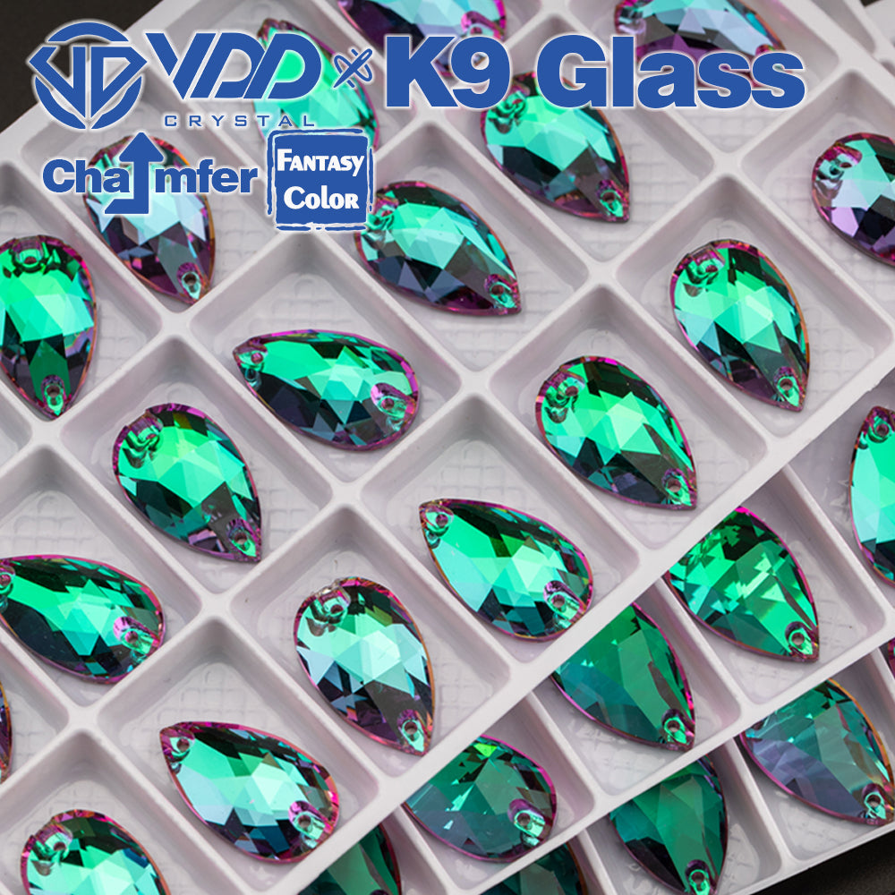 VDD Pear 11x18mm 24Pcs Heliotrope Color Top Quality K9 Glass Sew on Rhinestones Sewing Crystal Flatback Stones for Garment