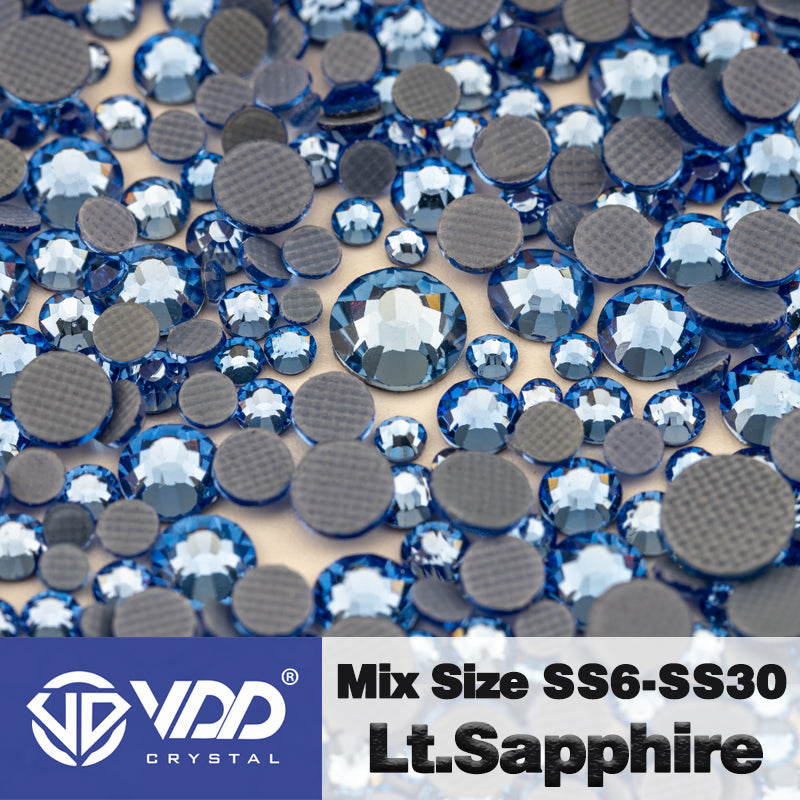 VDD 028 Lt.Sapphire Wholesale SS6-SS30 Hotfix Mix Size Glass Rhinestone Crystal Flat Back High Quality Strass Stones For DIY Clothes Accessories