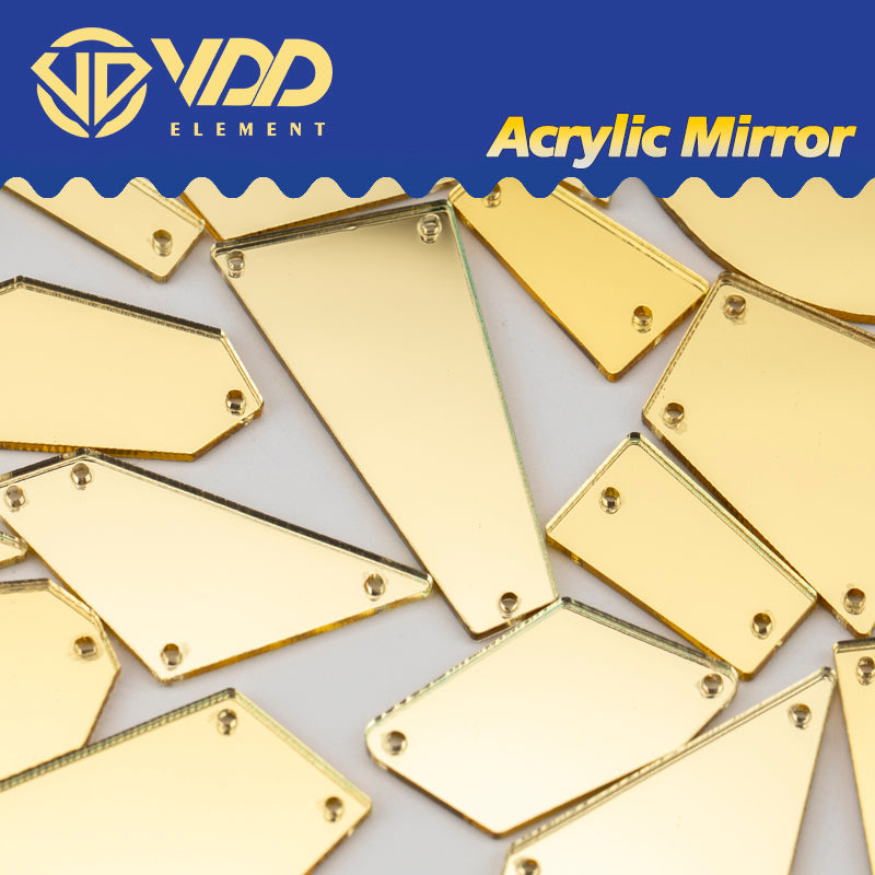 VDD 30/60/200Pcs Mix Size LightYellow Acrylic Mirror Sewing Rhinestones SewOn DIY Crafts FlatBack Stones For Garment Decorations