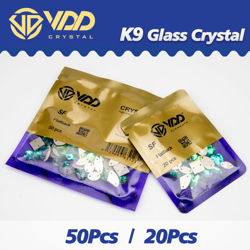 VDD SF001 20/50Pcs Mix Size AAAAA K9 Glass Sew On Rhinestones Sewing Crystal AB Flat Back Stones For Clothes Accessories Wedding Dress