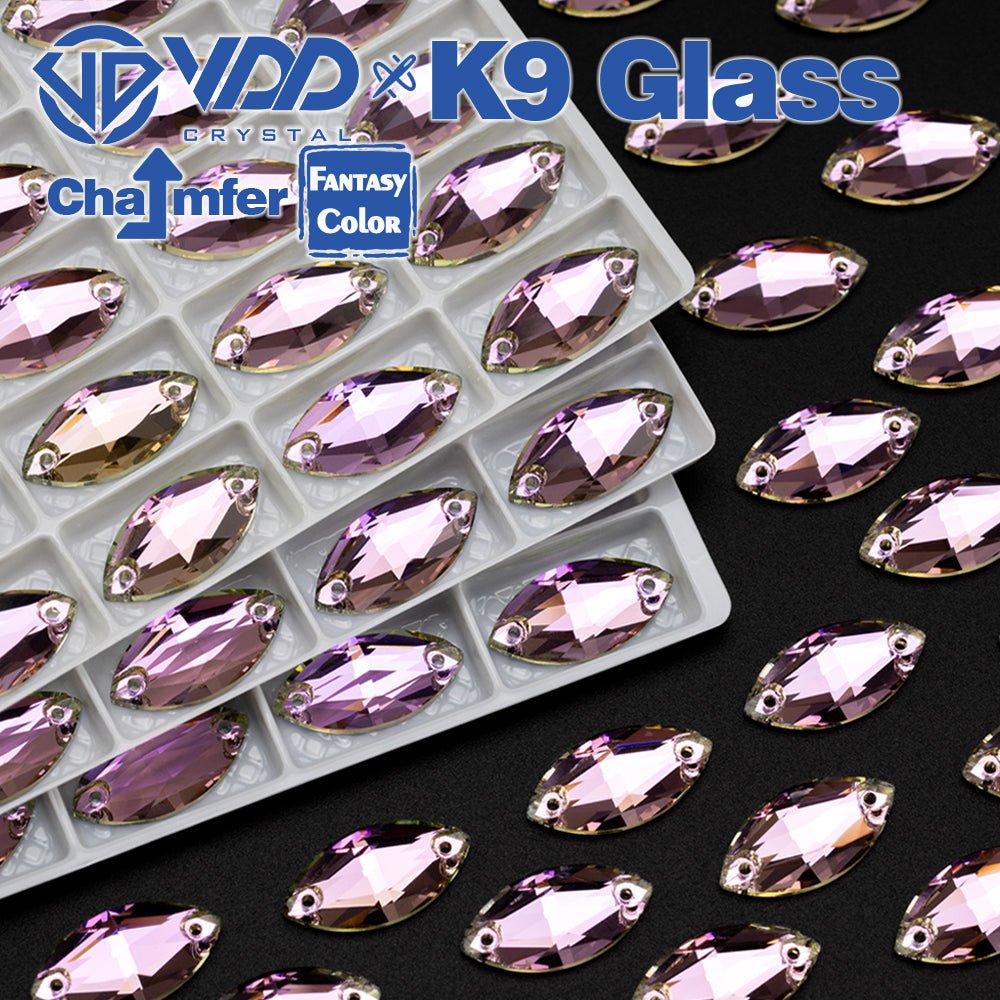 VDD Navette 9x18mm 36Pcs Violet Beam Color Top Quality K9 Glass Sew on Rhinestone Sewing Crystal Flatback Clothes Decorations