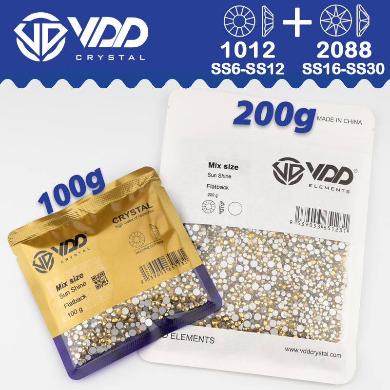 VDD 007 Lt.Co.Topaz Wholesale Mix Size SS6-SS30 High Quality Glass 2088 Rhinestones Crystal Gold Flatback Strass Stones Nail Art DIY Decorations