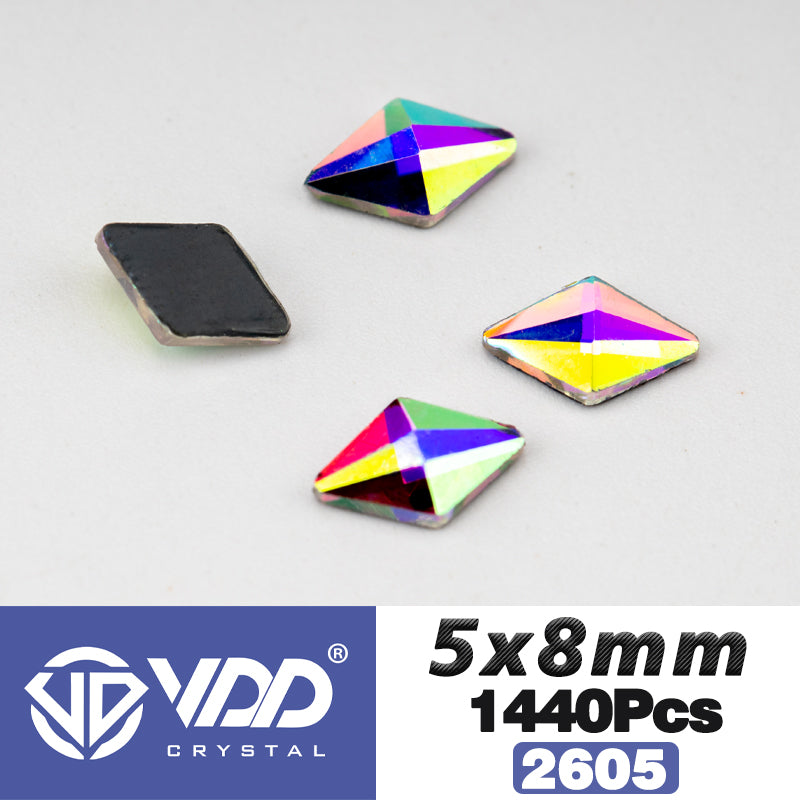 VDD 2605-5x8mm Wholesale 1440Pcs Rectangle Glass Rhinestones Crystal AB Flatback HotFix Strass Shape 3D Stones For Nail Art DIY Decorations