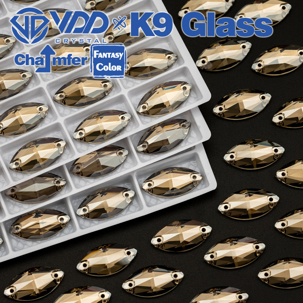 VDD Navette 9x18mm 36Pcs Greige Color Top Quality K9 Glass Sew on Rhinestone Sewing Crystal Flatback Clothes Decorations