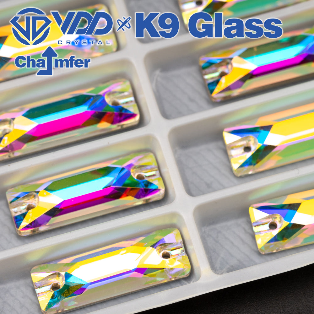 VDD Baguette Top Quality K9 Glass Sew on Crystal AB Rhinestone Sewing Flatback Stone for Clothes Accessories Wedding Dress