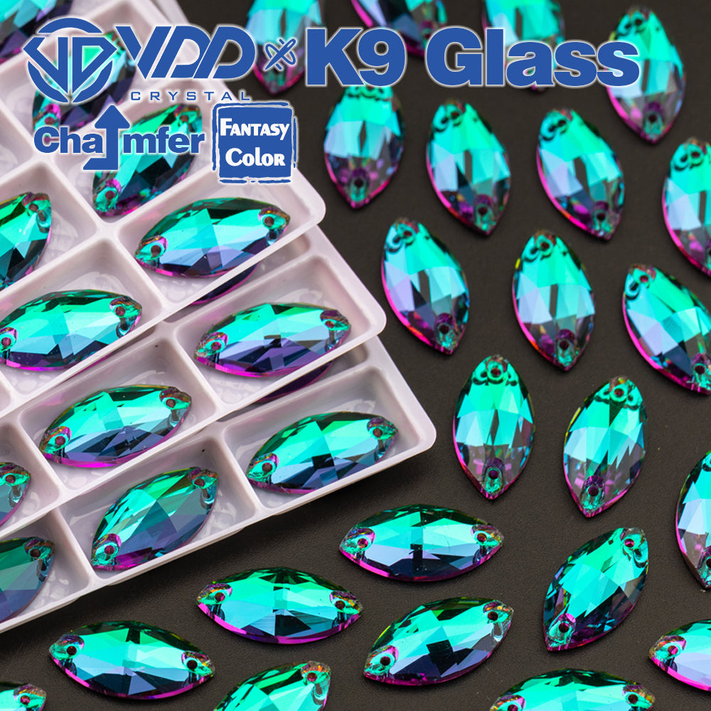 VDD Navette 9x18mm 36Pcs Heliotrope Color Top Quality K9 Glass Sew on Rhinestone Sewing Crystal Flatback for Garment Decoration