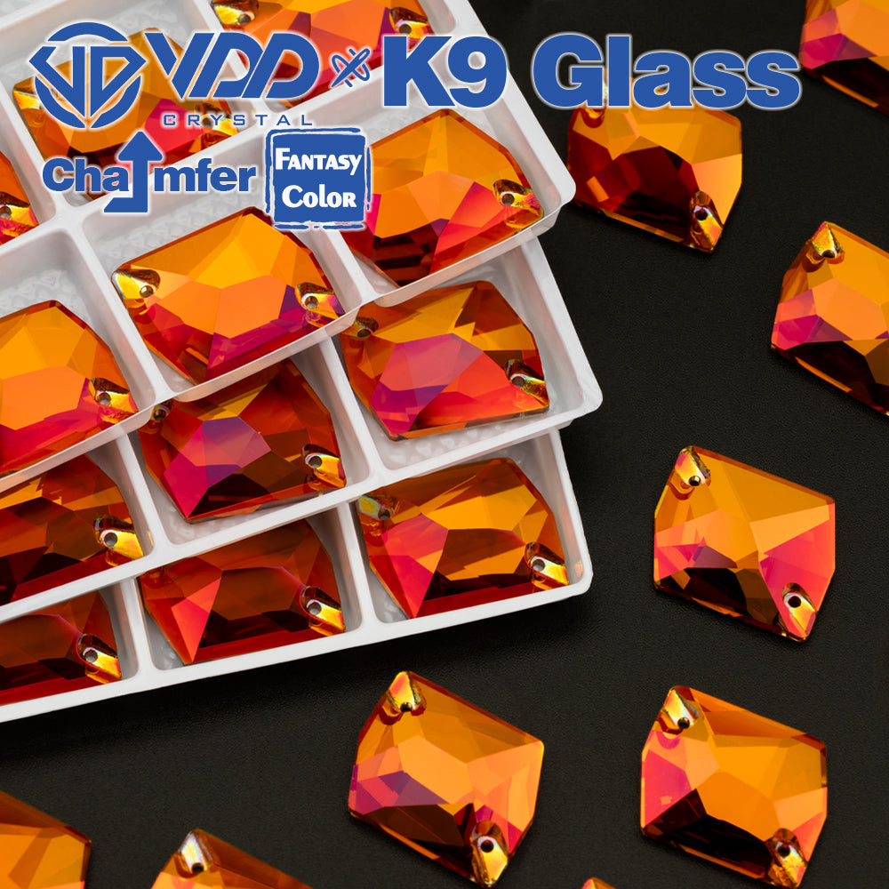VDD Cosmic 17x21mm 15Pcs Sunset Prism Color Top Quality K9 Glass Sew on Rhinestone Sewing Crystal Flatback Garment Decorations