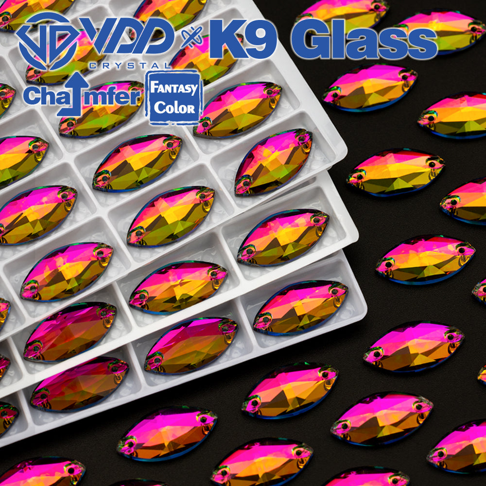 VDD Navette 9x18mm 36Pcs Vitrail Medium Color Top Quality K9 Glass Sew on Rhinestone Sewing Crystal Flatback Clothes Decorations