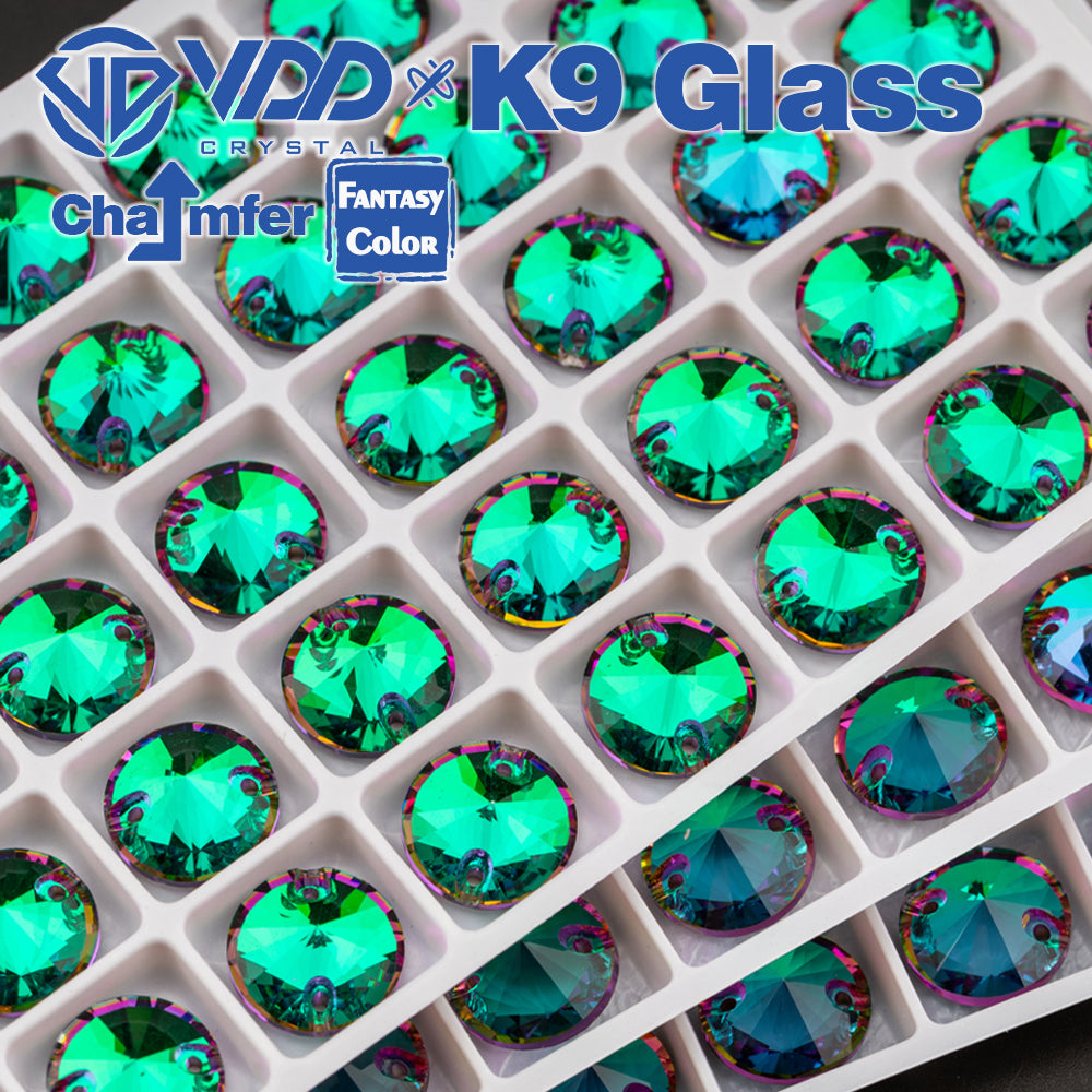 VDD Rivoli 12mm 40Pcs Heliotrope Color Top Quality K9 Glass Sew on Rhinestones Sewing Crystal Flatback Stones GarmentDecorations
