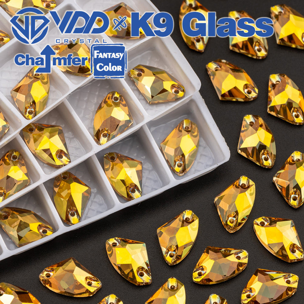 VDD Galactic 9x14mm 36Pcs Sunshine Color K9 Glass Sew on Rhinestones Sewing Crystals Flat Back Stones for Clothes Accessories