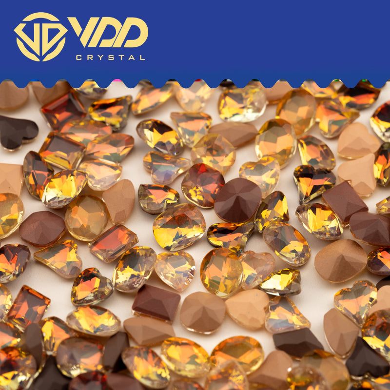 VDD Summer Tan 100/500Pcs High Quality Glass Fancy Rhinestones Crystal Glitter Pointback Stones For Nail Art Decoration DIY