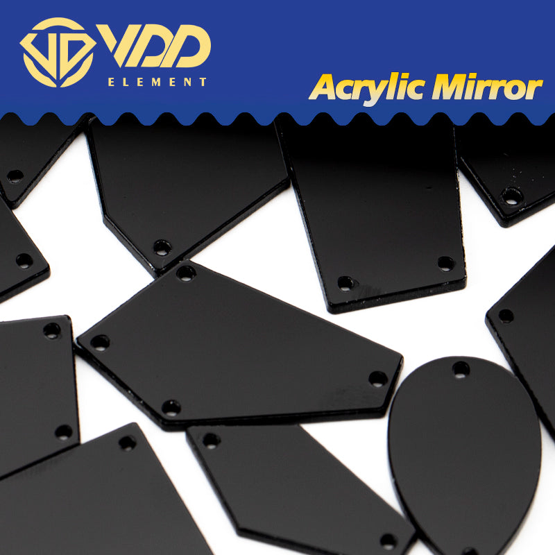 VDD 30/60/200Pcs MixSize Black Acrylic Mirror Sewing Rhinestones SewOn DIY Crafts FlatBack Sewing Stones For Garment Decorations