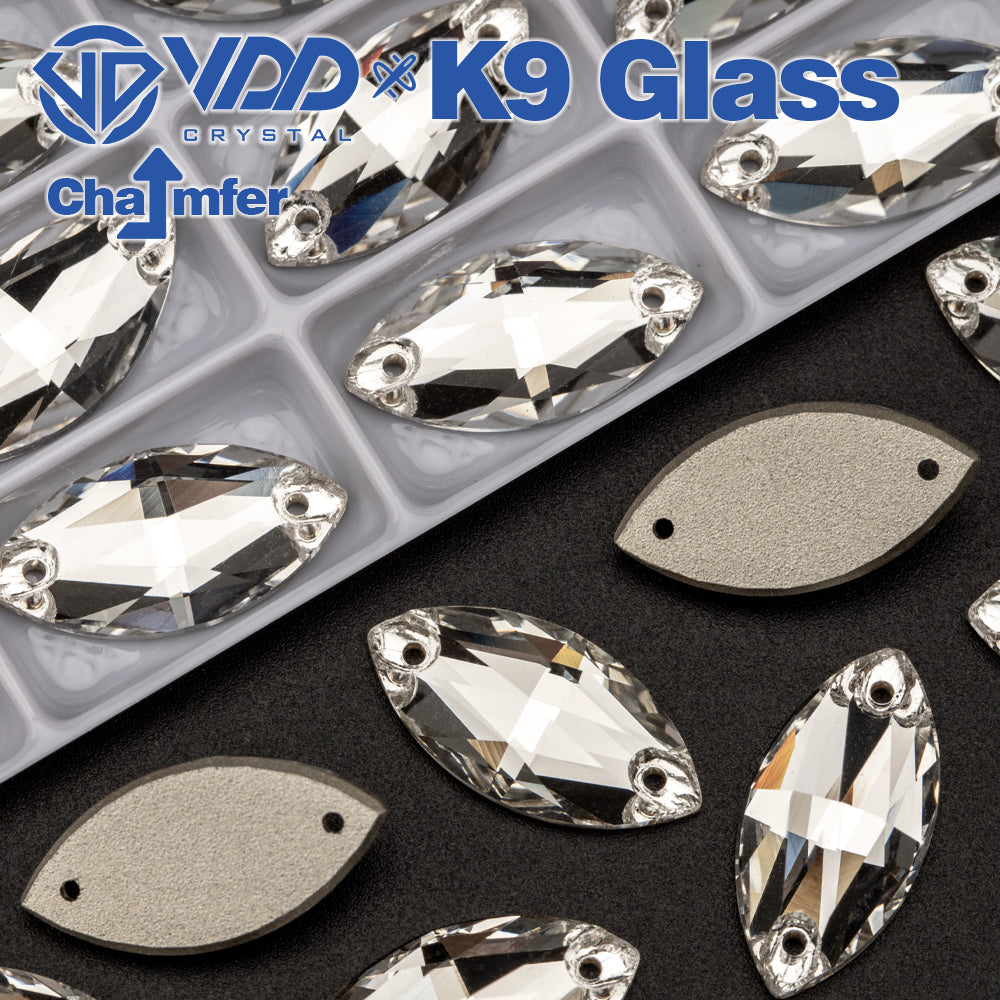 VDD S101 Crystal Navette Top Quality K9 Glass Sew on Rhinestones Crystal Flatback Sewing Strass Stones for Garment Decorations