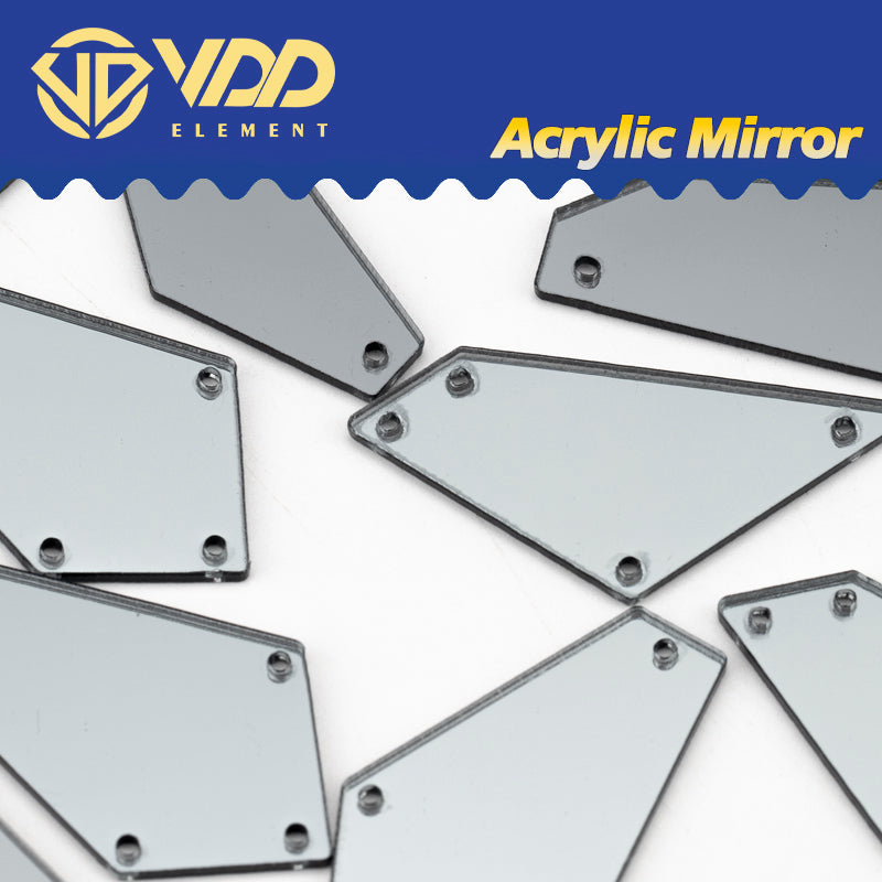 VDD 30/60/200Pcs Mix Size Grey Acrylic Mirror Sewing Rhinestones SewOn DIY Crafts FlatBack Sewing Stones For Garment Decorations