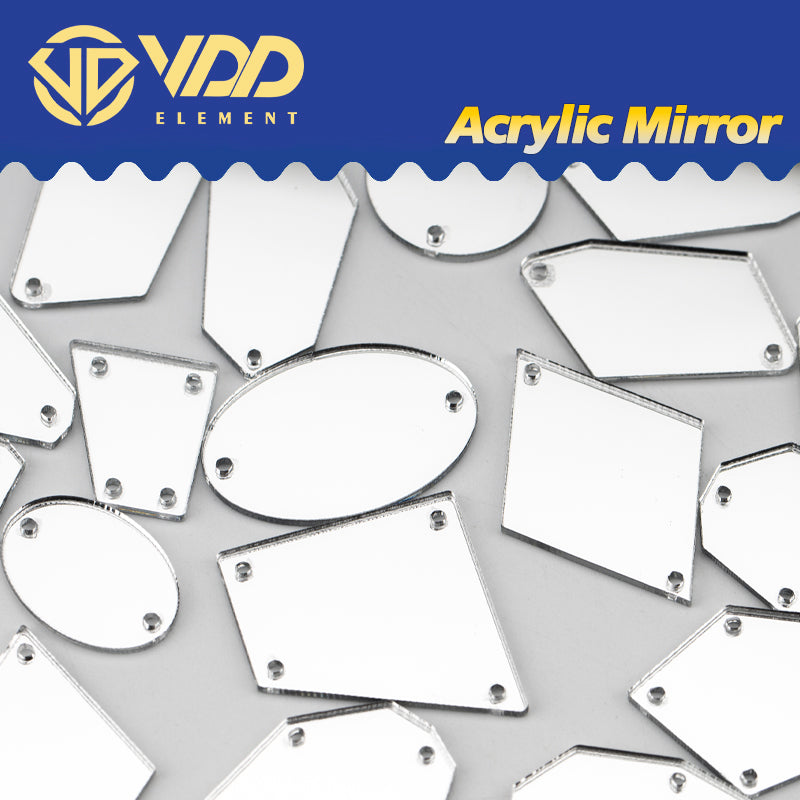 VDD 30/60/200Pcs MixSize White Acrylic Mirror Sewing Rhinestones Sew On DIY Crafts FlatBack Sewing Stones For Garment Decorations