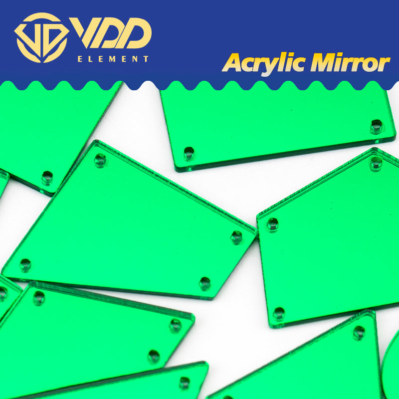 VDD 30/60/200Pcs Mix Size Green Acrylic Mirror Sewing Rhinestones Sew On DIY Crafts Flat Back Stones For Garment Decorations