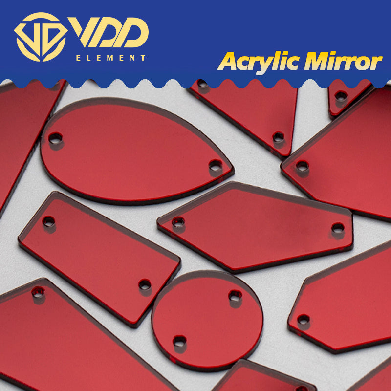 VDD 30/60/200Pcs Mix Size Burgundy Acrylic Mirror Sewing Rhinestones Sew On DIY Crafts Flat Back Stones For Garment Decorations