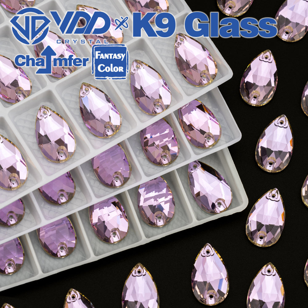 VDD Pear 11x18mm 24Pcs Violet Beam Color Top Quality K9 Glass Sew on Rhinestone Sewing Crystal Flatback Clothes Decorations