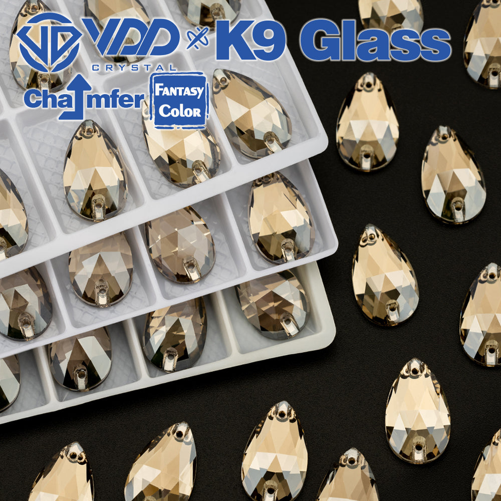 VDD Pear 11x18mm 24Pcs Greige Color Top Quality K9 Glass Sew on Rhinestone Sewing Crystal Flatback Clothes Decorations