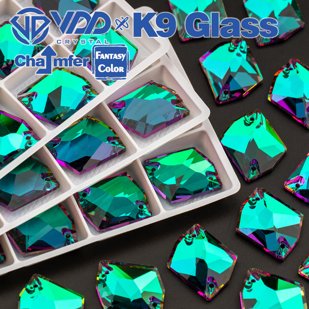 VDD Cosmic 17x21mm 15Pcs Heliotrope Color Top Quality K9 Glass Sew on Rhinestones Sewing Crystal Flatback Garment Decorations