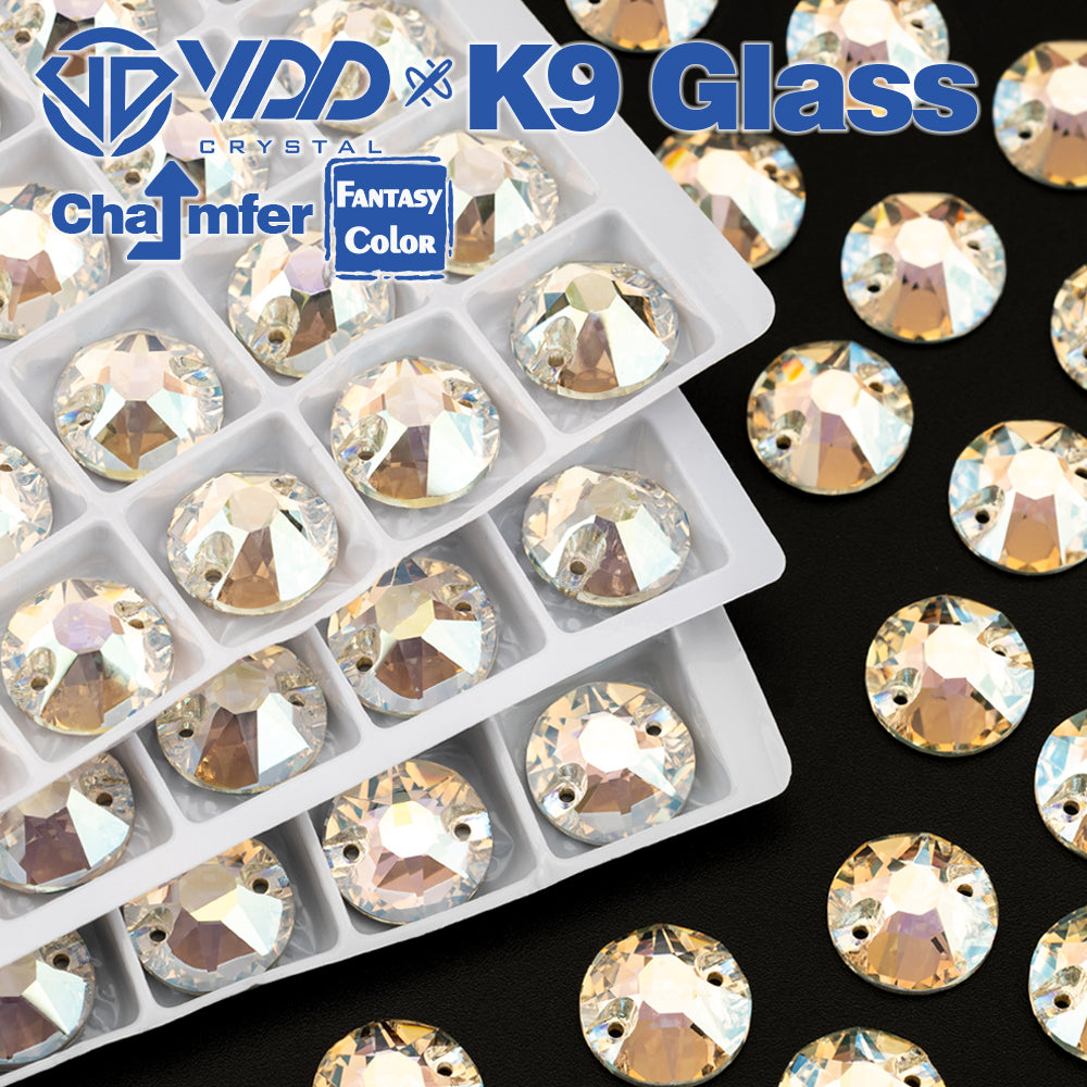VDD 8B-8S 12mm 40Pcs Stardust Shimmer Color Top Quality K9 Glass Sew on Rhinestone Sewing Crystal Flatback Clothes Decorations