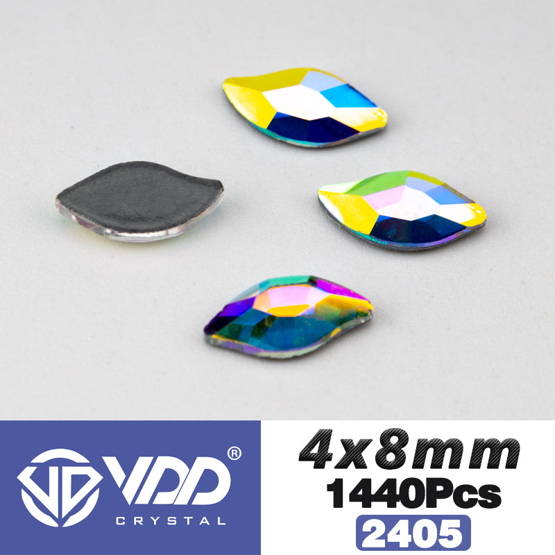 VDD 2405-4x8mm Wholesale 1440Pcs Rectangle Glass Rhinestones Crystal AB Flatback HotFix Strass Shape 3D Stones For Nail Art DIY Decorations