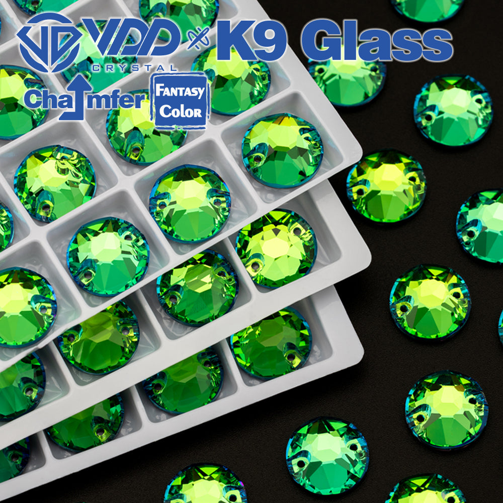 VDD 8B-8S 12mm 40Pcs Luxe Green Color Top Quality K9 Glass Sew on Rhinestone Sewing Crystal Flatback Clothes Decorations