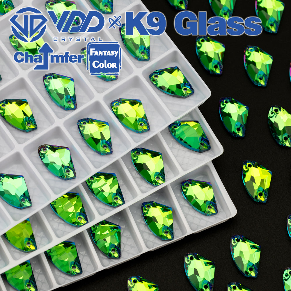 VDD Galactic 9x14mm 36Pcs Luxe Green Top Quality K9 Glass Sew on Rhinestones Crystal Flatback Stones Garment Decorations