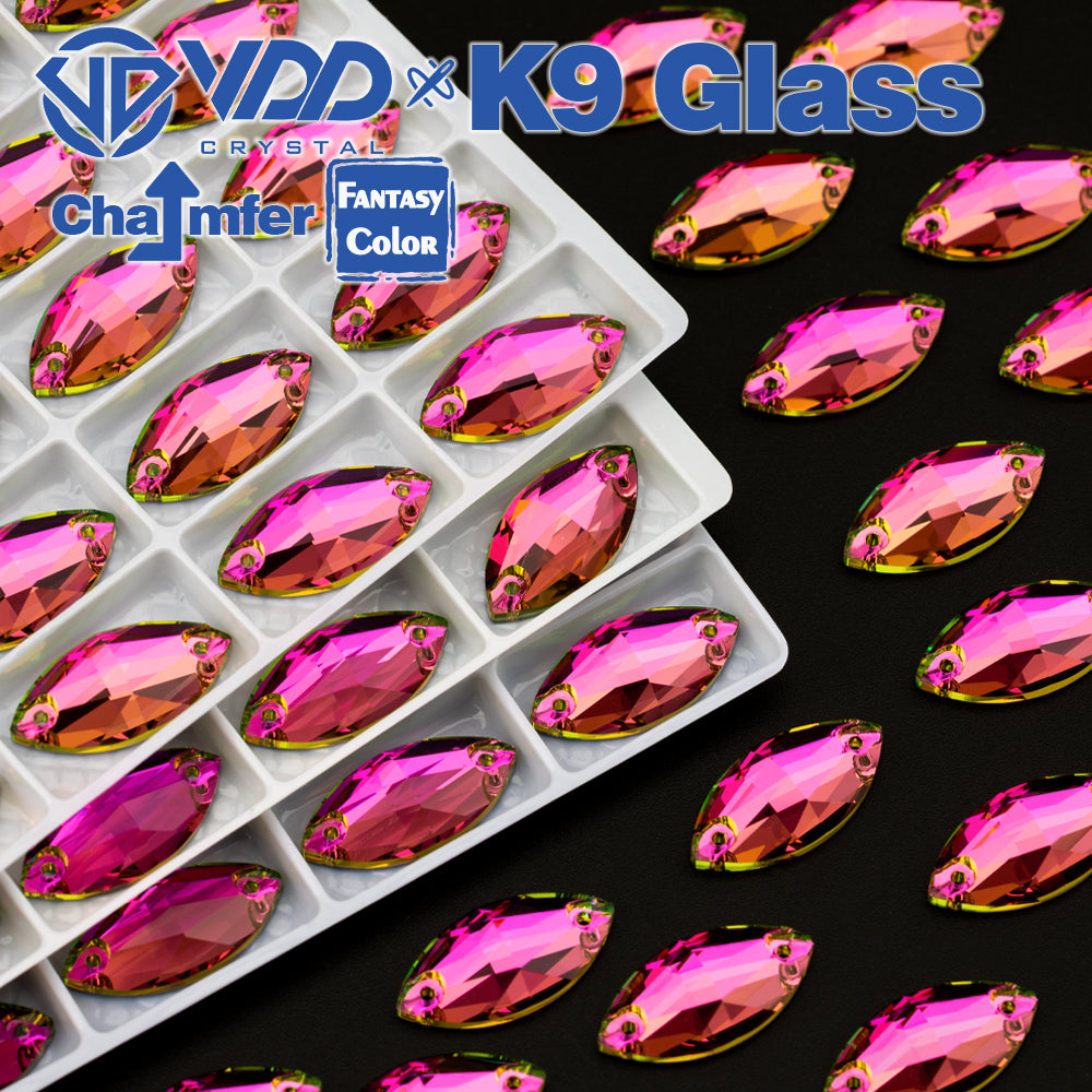 VDD Navette 9x18mm 36Pcs Rose Pulse Color Top Quality K9 Glass Sew on Rhinestone Sewing Crystal Flatback Clothes Decorations