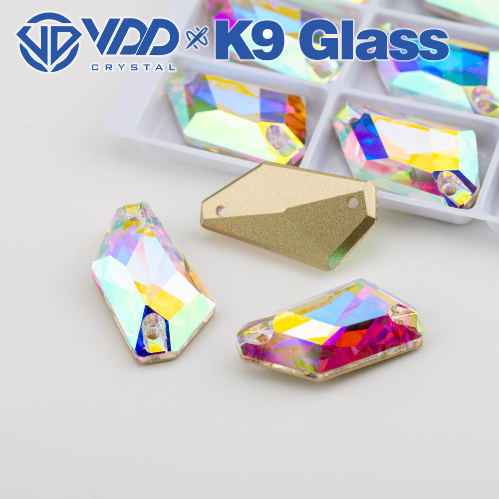VDD Strange Rhombus Top Quality K9 Glass Sewing Crystal AB Flatback Sew on Rhinestones for Craft Clothes Accessories Dress