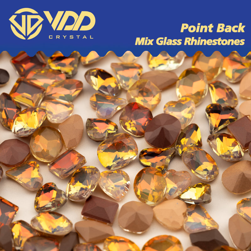 VDD Summer Tan 100/500Pcs High Quality Glass Fancy Rhinestones Crystal Glitter Pointback Stones For Nail Art Decoration DIY