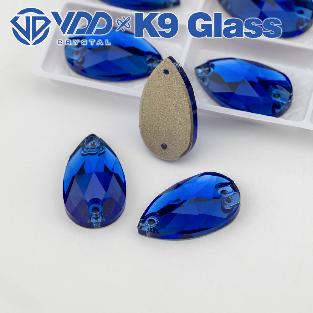 VDD S118 Sapphire Pear K9 Glass Sew On Rhinestones High Quality AAAAA Crystal Flatback Sewing Strass Stones DB-S118