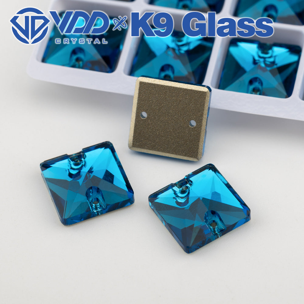 VDD S115 Indicolite Square Top Quality K9 Glass Sew on Rhinestones Crystal Flatback Sewing Stones for Clothes Decorations