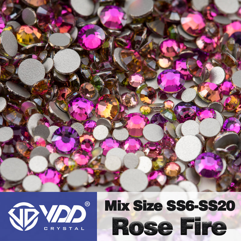 VDD 038 Rose Flare Mix Size SS6-SS20 High Quality Glass Rhinestones Crystal Flatback Glitter Stones Nail Art DIY Crafts Decorations