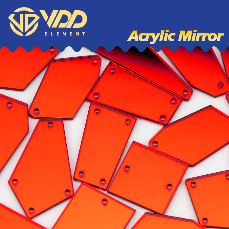 VDD 30/60/200Pcs Mix Size Red Orange Acrylic Mirror Sewing Rhinestones Sew On DIY Crafts FlatBack Stones For Garment Decorations