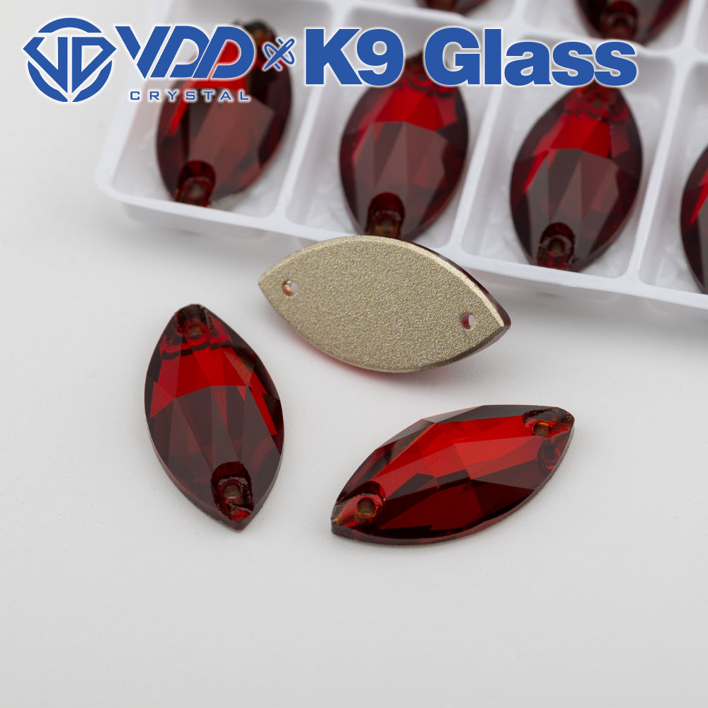 VDD S110 Garnet Navette Top Quality K9 Glass Sew on Rhinestones Crystal Flatback Sewing Strass Stones for Garment Decorations